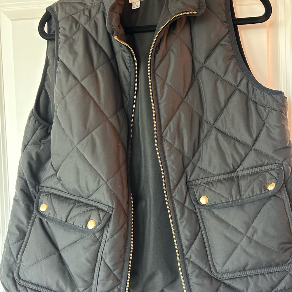 J. Crew Black Quilted Vest